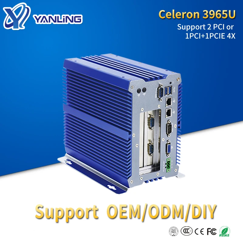 Прочный промышленный ПК Yanling 3965U безвентиляторный встроенный мини-ПК с двумя