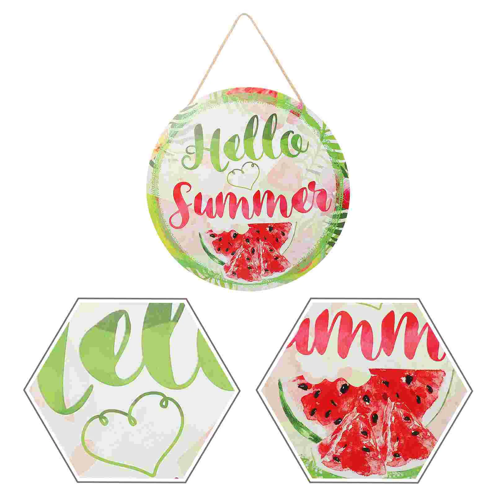 

Summer Sign Door Plaque Hanging Hello Beach Signs Wooden Porch Welcome Wood Plaques Hanger Wall Watermelon Front Ornament