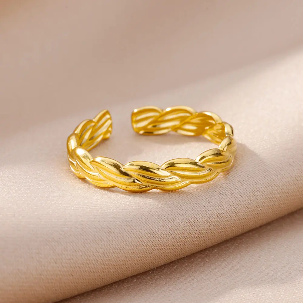 

Gold Color Twisted Rings for Women Stainless Steel Ring Vintage Wedding Finger Ring Korean Fashion Jewelry anillos Free Shipping