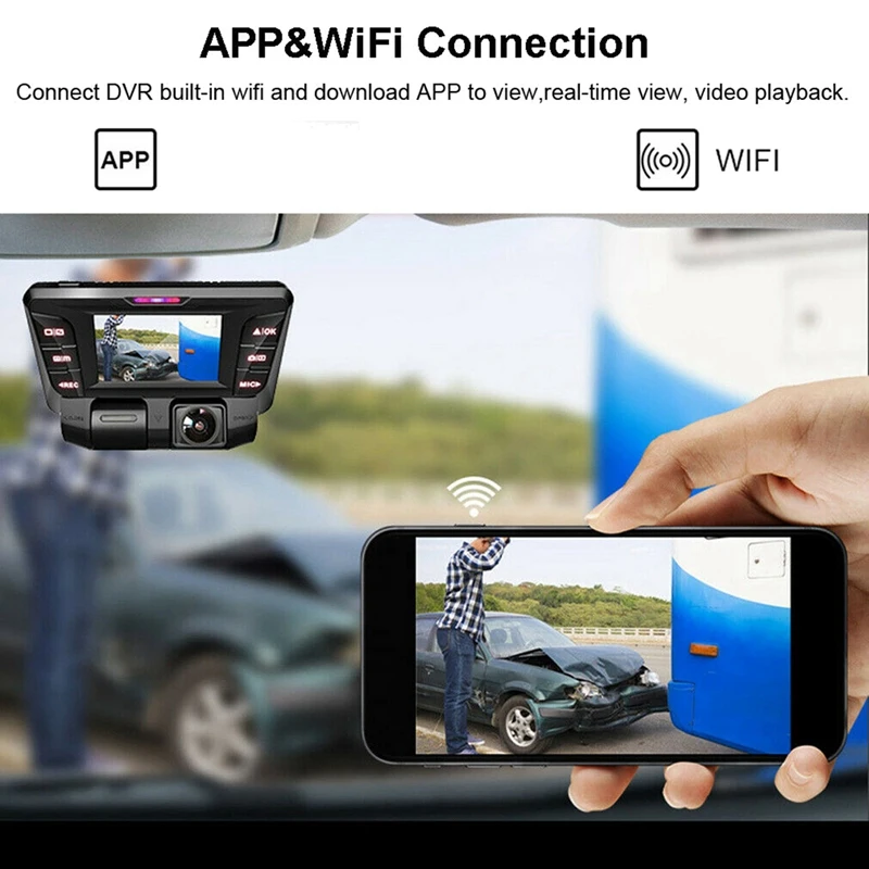 4K Car Dash Cam Wifi DVR Video Camera Dual Lens Front And Cabin FHD 1080P+1080P Driving Recorder For Taxi Uber |