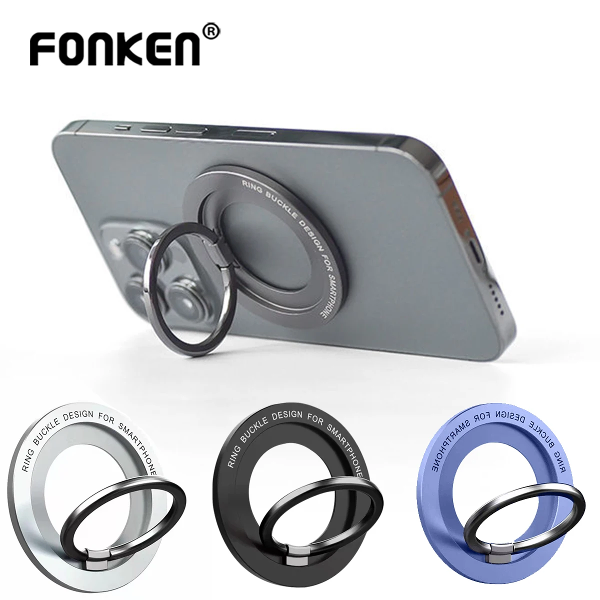 

Ultr-thin Magnetic Cell Phone Ring Holder for iPhone 12 13 14 Series for MagSafe Removable Cell Phone Grip Kickstand Bracket