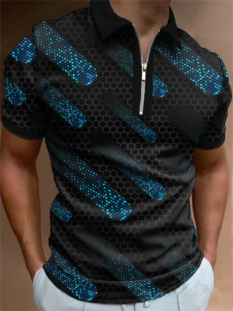 

Мужская Повседневная летняя рубашка-поло с коротким рукавом, Мужская футболка на молнии, мужские топы, одежда для улицы и гольфа, одежда для ...