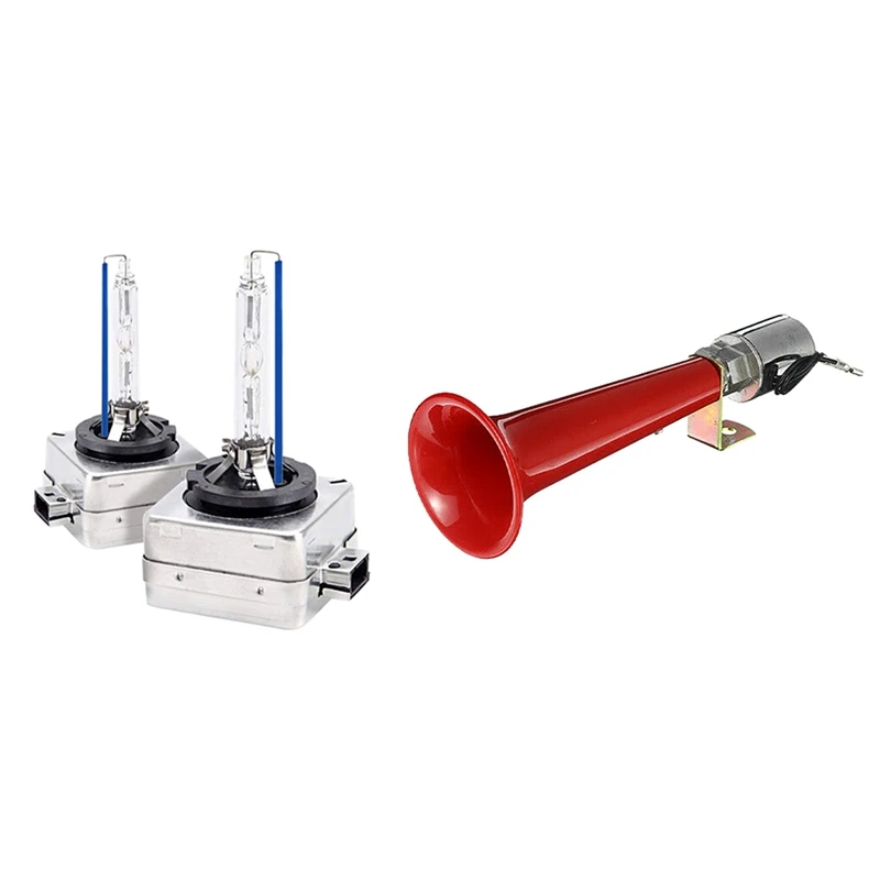 

2Pcs D1C D1S D1R 8000K Ice Blue HID Xenon Car Headlight & 1 Pcs 12/24V 180DB Super Loud Air Horn Trumpet