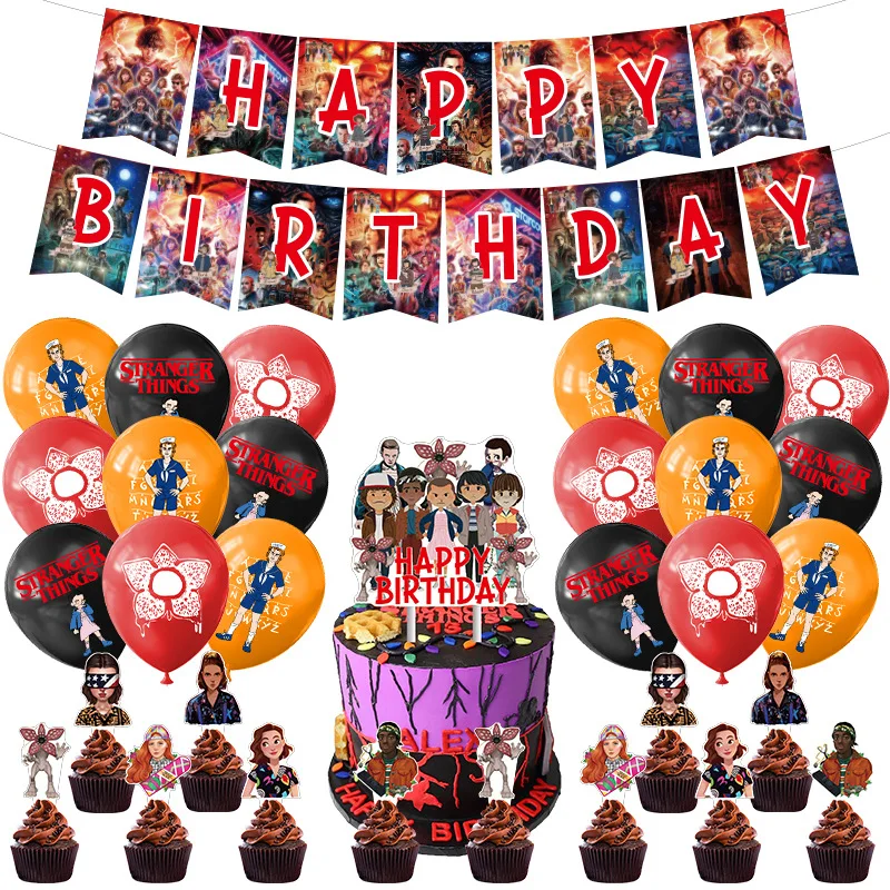 

Stranger Things Themed Party Decorations Birthday Party DIY Balloons Banner Party Supplies Halloween Decoration