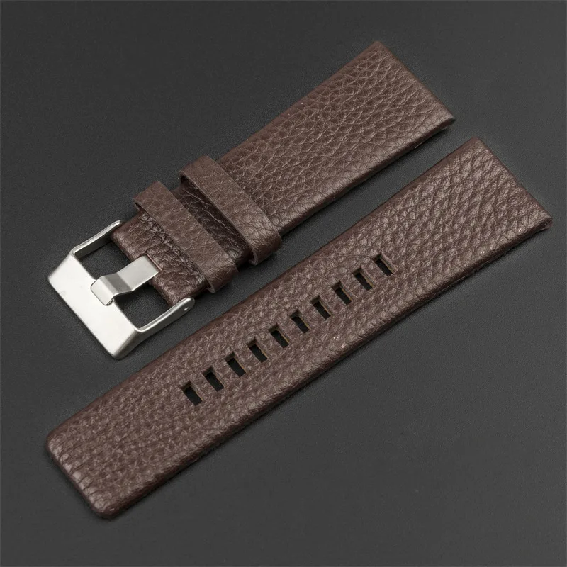 Genuine Leather Strap Litchi Grain Leather Pin Buckle 22mm 24mm 26mm 27mm 28mm for DZ1657 Men's Strap Accessories