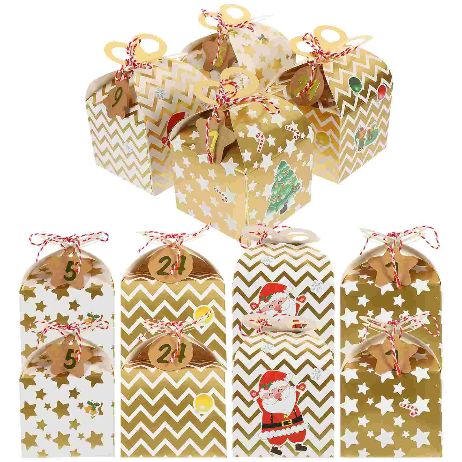 

24Pcs Christmas Paper Boxes Gift Wrapping Boxes Party Candy Cases Festival Gift Packaging Boxes