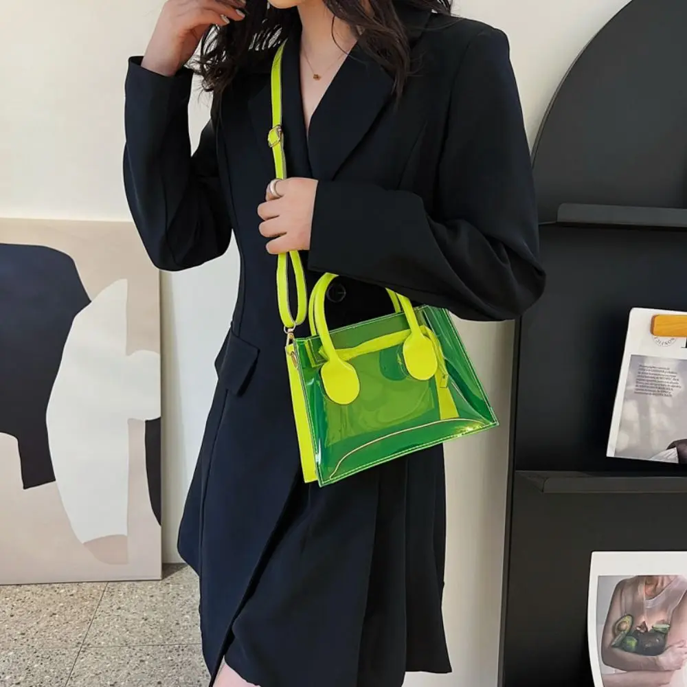 

Fashion Jelly Large Capacity Shoulder Bag For Women Candy Color Pvc Beach Messenger Bag Korean Style Handbag