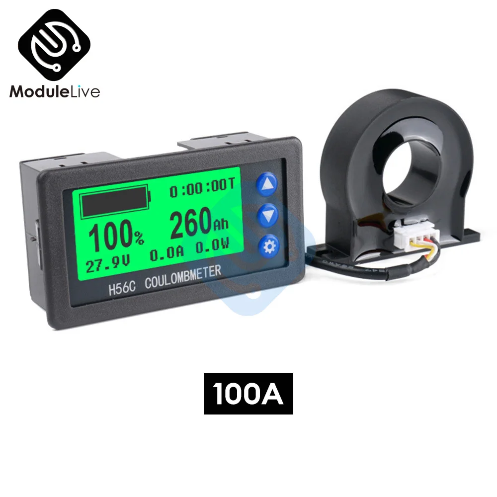 H56CH ЖК-цифровой кулоновый измеритель Холла, измеритель напряжения, тока, мощности, дисплей постоянного тока 9-100 В, 50 А, 100 А, 200 А, 300 А, 400 А, автомобильный вольтметр, амперметр