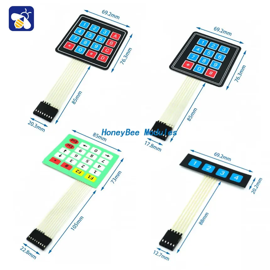 

Extra large keys 4*4/1*4/3*4/4*5 matrix keypad Single-chip external expansion keypad Membrane keypad