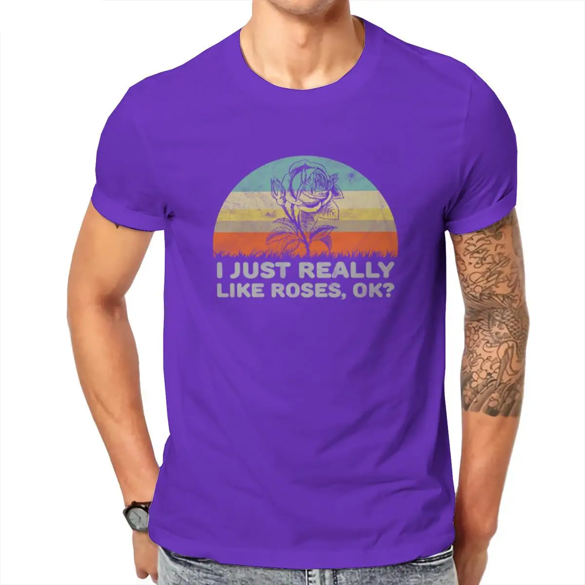 

Wholesale Funny I Just Really Like Roses OK For Rose RoundCollar Tops ForGirl ForBoy Mens Clothes 124776