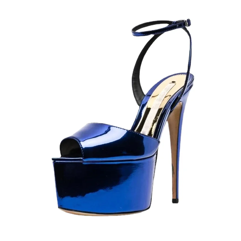 

2023 Summer New Runway Open-toe Mirror Fish Mouth Sandals Fashion Sexy Platform Shoes Women's Banquet High Heels Big Size 43
