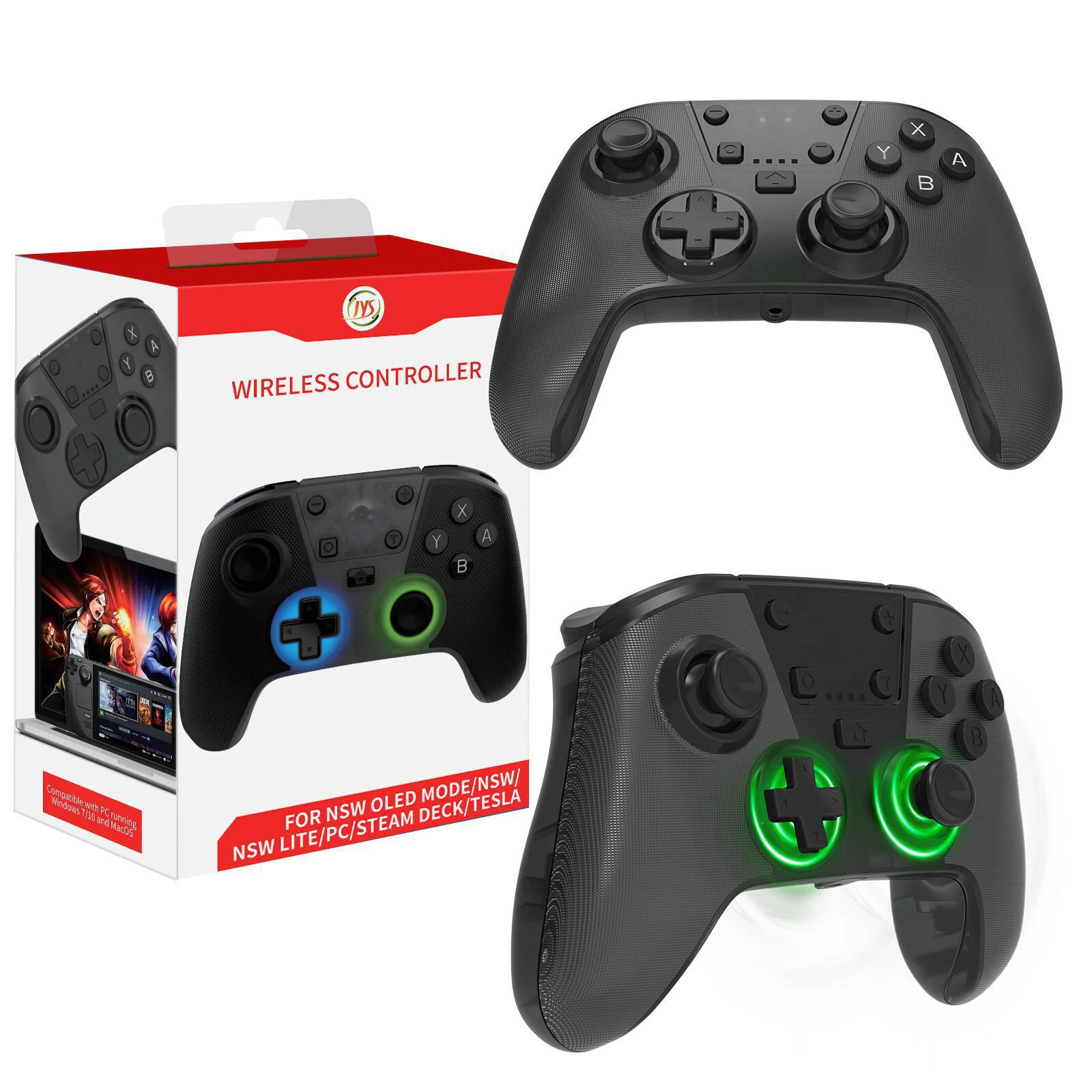

New Wireless Game Controller Bluetooth Gamepad with Colorful Lights Joystick for Nintendo Switch NS OLED PC Steam Deck Tesla