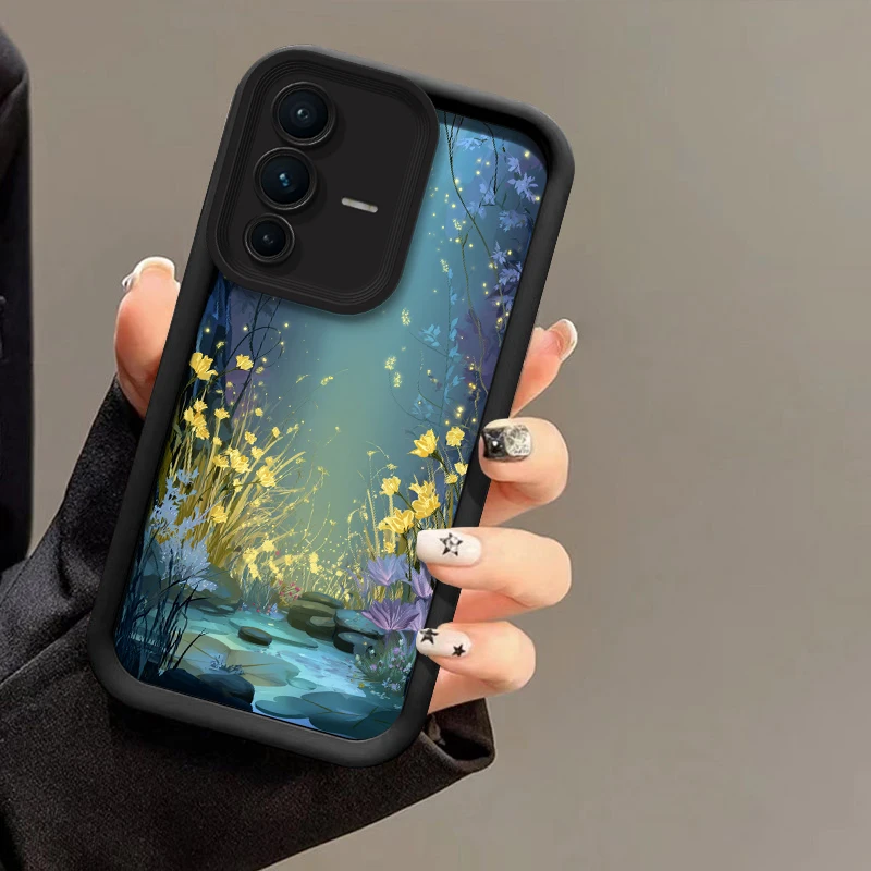 Фото Силиконовый чехол с цветочным принтом для Vivo V60 V30 SE V30E V29E V50 V40 Pro V29 V27E V27 V25, мягкий противоударный матовый защитный бампер №1