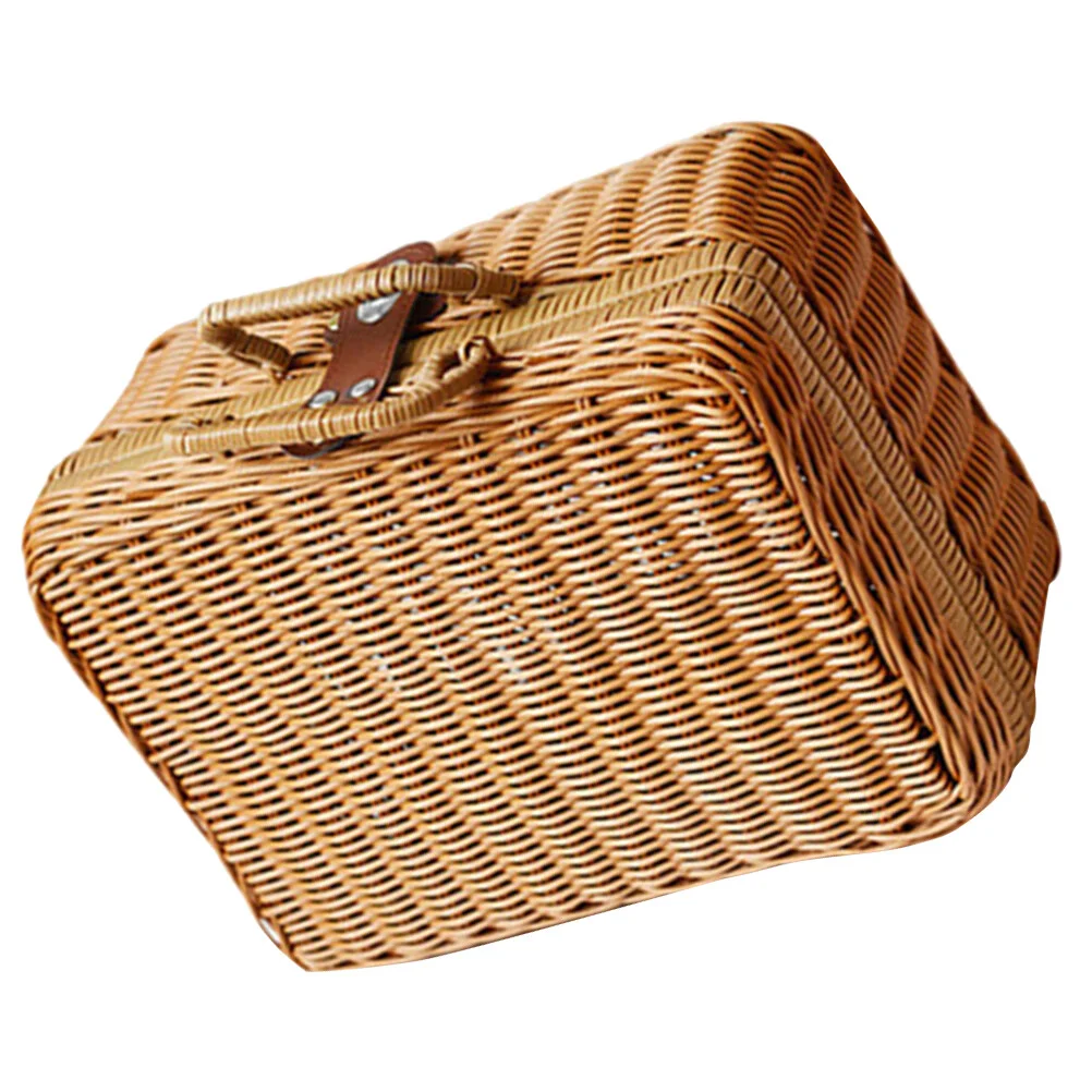 

Clothes Woven Basket Rattan Suitcase Rustic Storage Handwoven Organizer Container