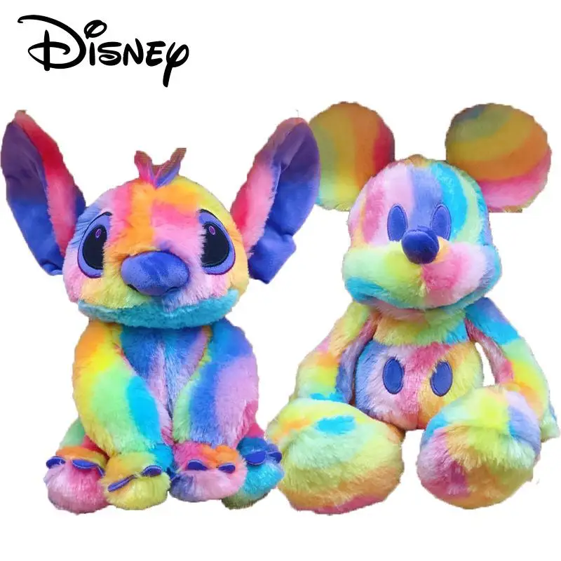 

Disney Anime Stitch Mickey Mouse Creative Rainbow Kawaii Plush Toy Little White Dog Devil Doll Room Ornament Children's Gifts