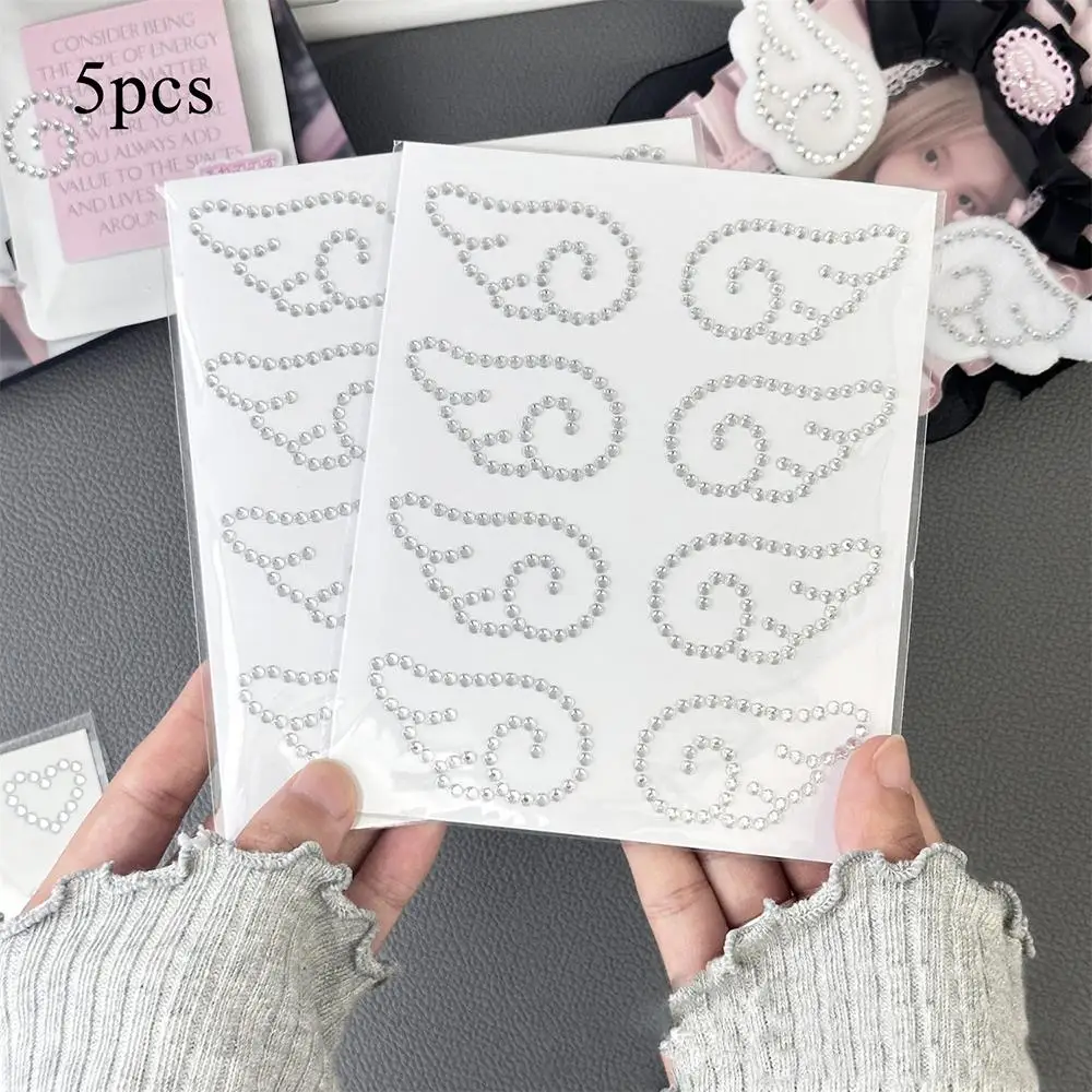 

5 шт. 3D серебряных наклеек с кристаллами и крыльями