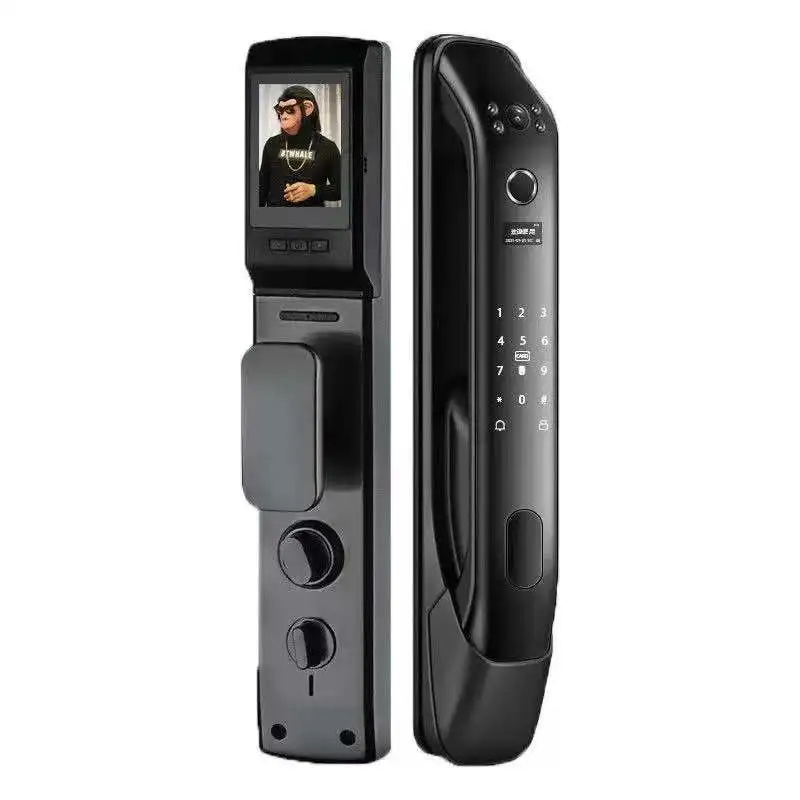 XSDTS New Biometric Fingerprint Lock Security Smart Door Password Electronic Locks Key IC Card Unlock APP Camera