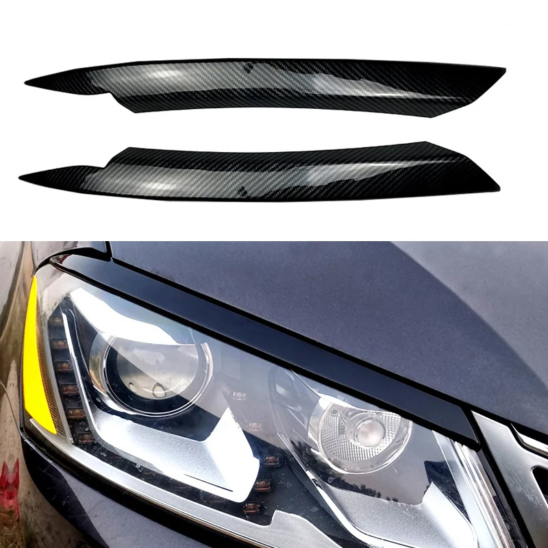 

Carbon Fiber Car Front Headlight Eyebrow Eyelid Lamp Light Eyebrows Cover For Volkswagen VW Passat B7 2010 -2014 Accessories