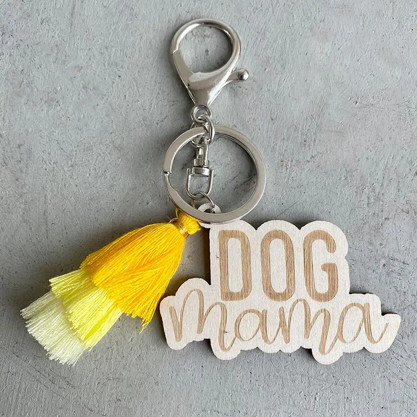 Женский брелок для ключей Dog MAMA трехслойный с кисточками из хлопка в несколько