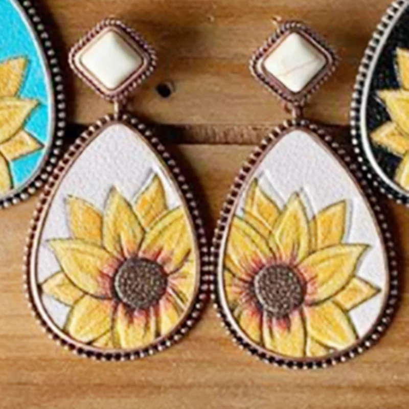 Этнические серьги с подсолнухами винтажные этнические металлические резные