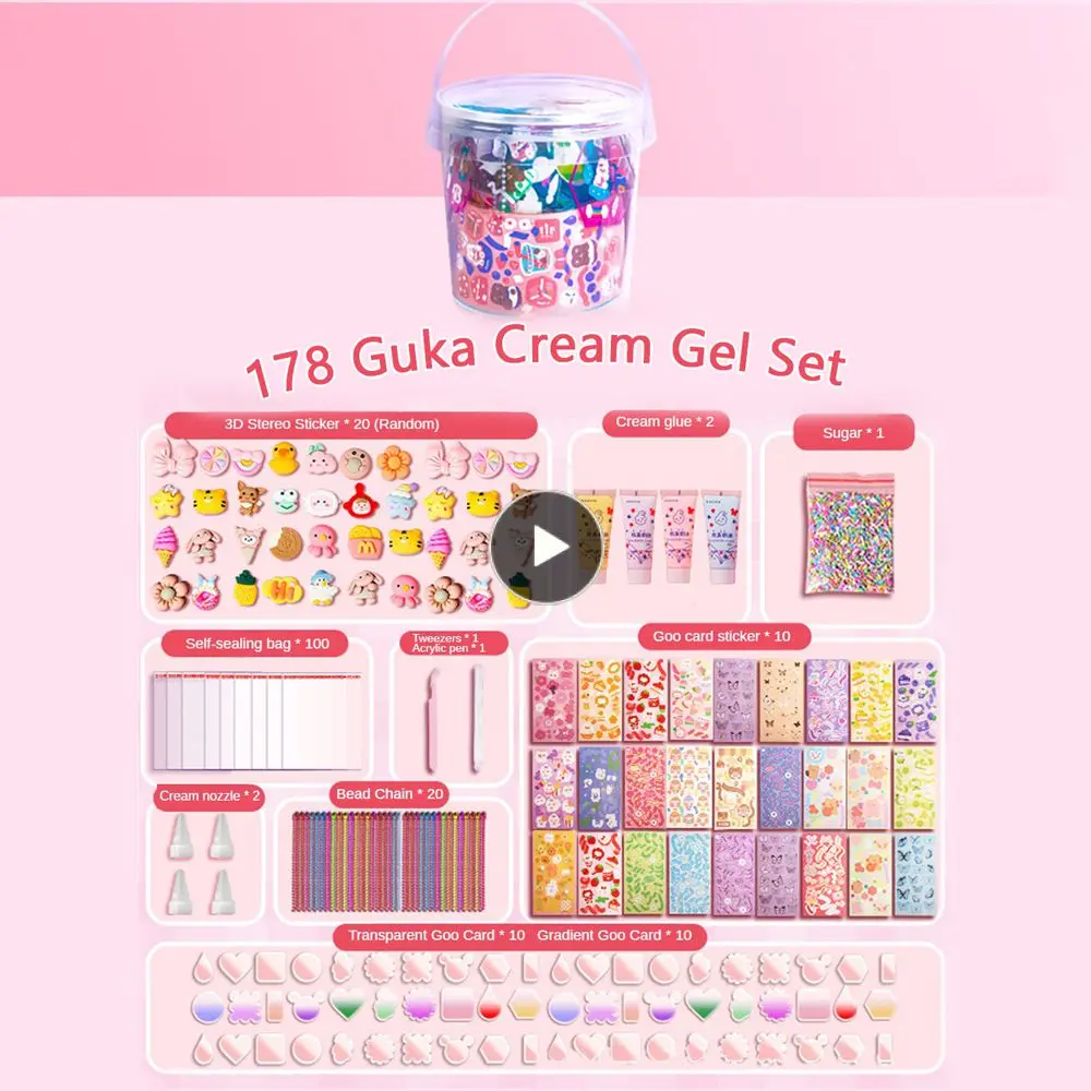 

Guka Toy Set Beautifully Decorated Cream Gum Goo Card Stickers Odorless Cream Glue Sticker Full Set Of Goo Card Stickers Child