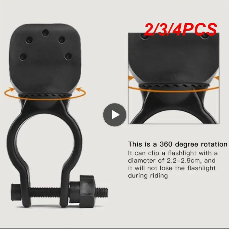 

4PCS Bicycle Front Light Clip Mount Bracket Flashlight Holder Cycling Mrb Bike Light Torch 360 Degree Rotation Bike Accessories