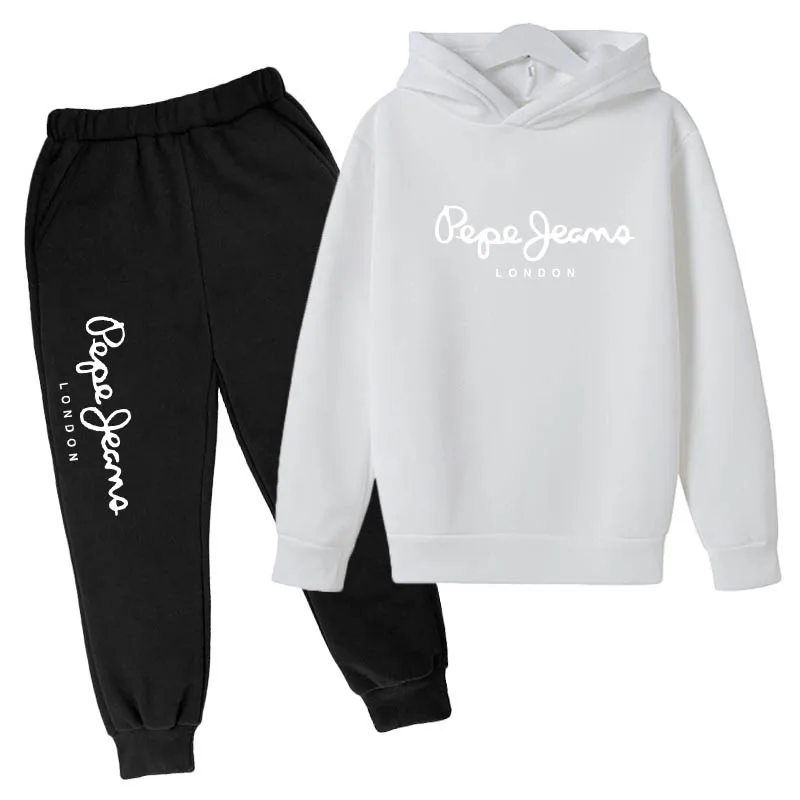 

Fashion Brand Girls Two Piece Pure Cotton Suit Sports 2 Piece Suit Boys Sports Clothes Hoodie Tops Sports Cropped Pants Age Grou
