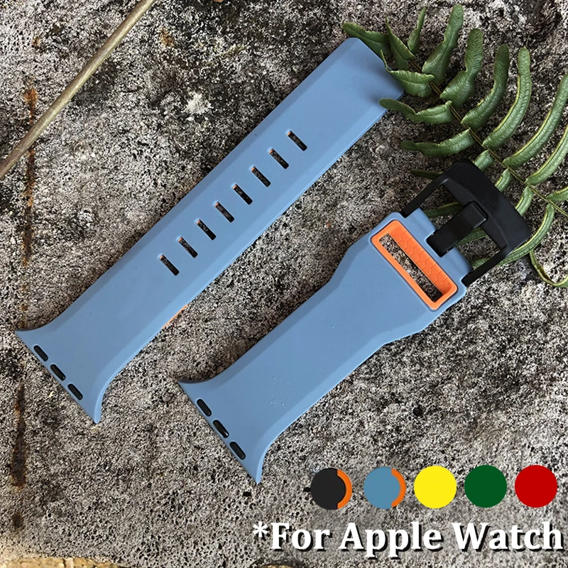 

Ремешок силиконовый для Apple watch series 2 5 4 3 6 se 7, спортивный резиновый браслет для iWatch 41 мм 45 мм 38 мм 42 мм 44 мм 40 мм