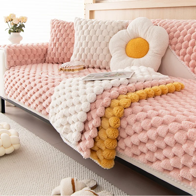 

Утолщенные плюшевые диванные подушки, теплые фланелевые универсальные чехлы для дивана в гостиную, скандинавский Мягкий защитный чехол для дивана, полотенце, домашний декор