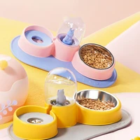 Dog Feeder Double Bowl Pet Bowls And Drinkers Cat Water Bottle Dogs Products Pets Accessories Supplies Puppy Dry Food Feeders