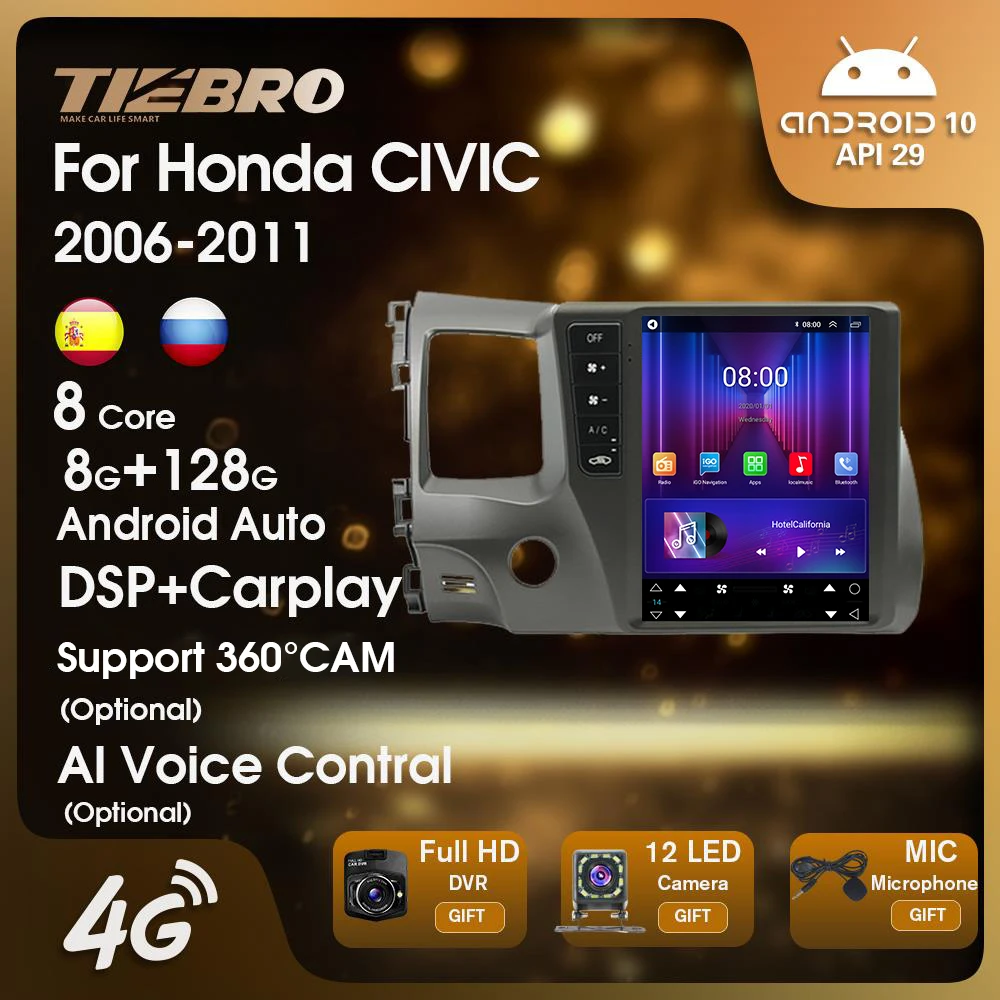

TIEBRO Car Stereo Radio For Honda Civic 2006-2011 Auto Radio Multimedia Video Player Navigation GPS 2 Din WiFi Audio Head Unit
