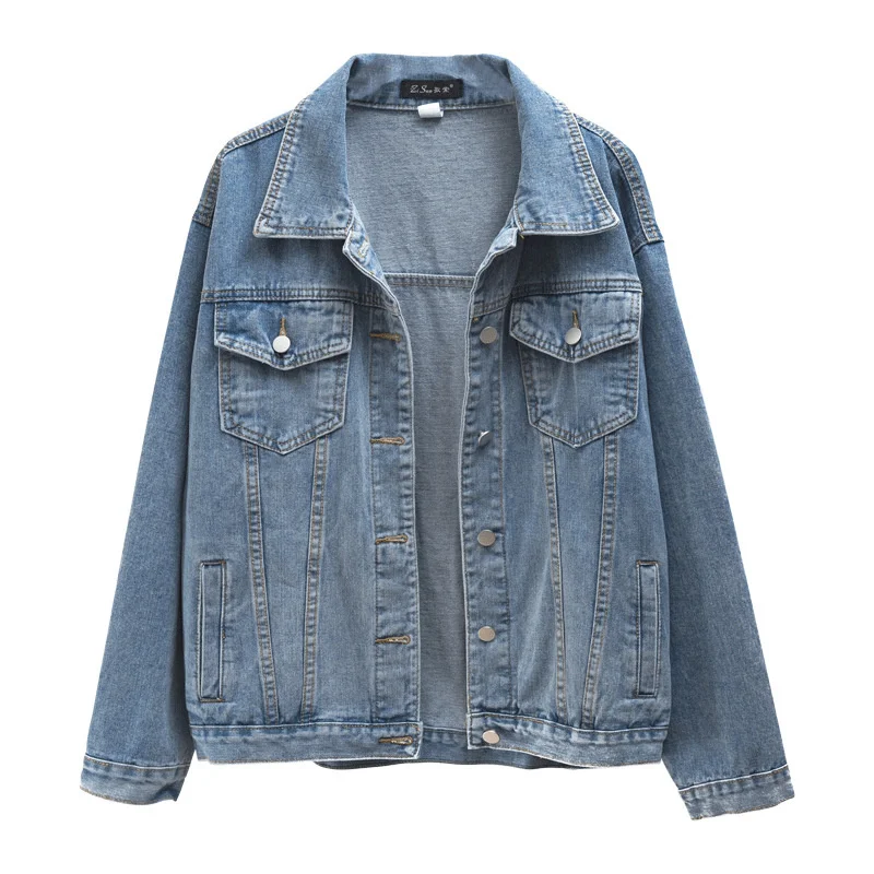 

Denim Woman Jacket Winter 2021 Oversize Jean Jacket Long Sleeve Turn-down Collar Female Outerwear Autumn Loose Korean Fashion