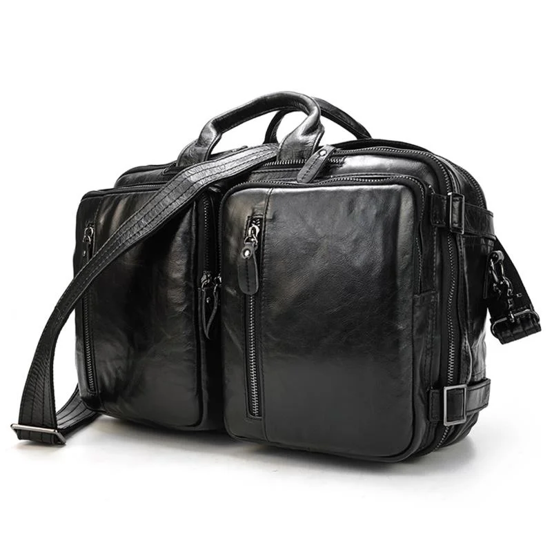 Genuine Leather Briefcase for Men Multifunctional Cowhide Travel Bag 3 In 1 Office Man Work Shoulder Bag Bagpack Briefcase
