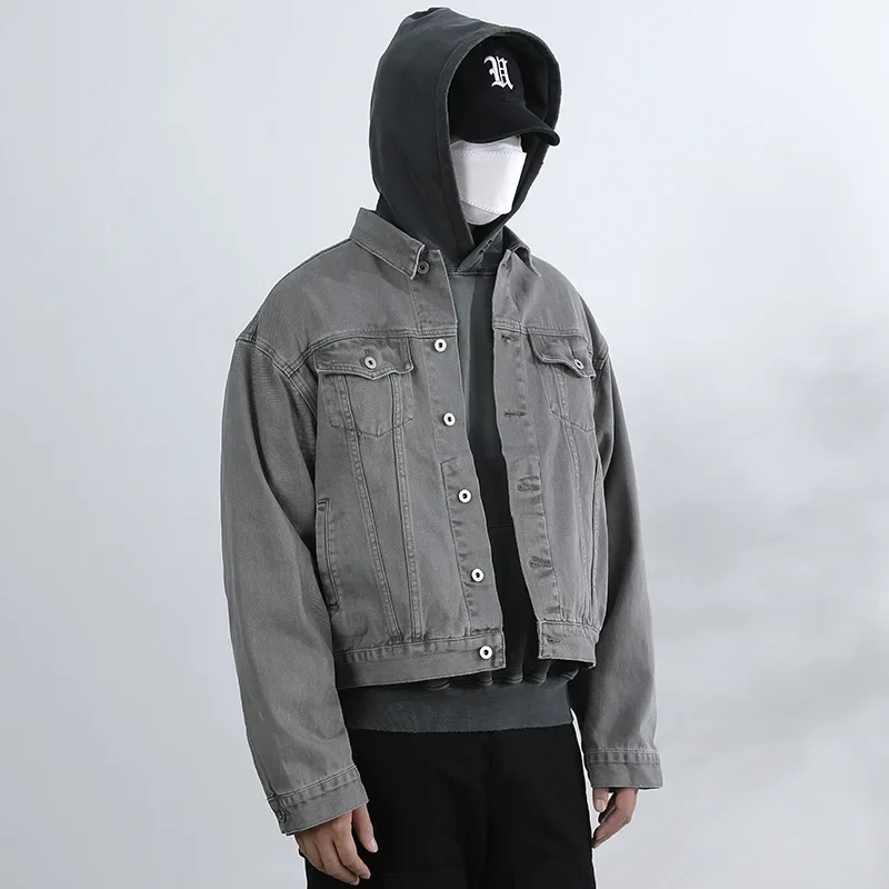 Осенняя джинсовая куртка 2024 мужская укороченная одежда в американском стиле