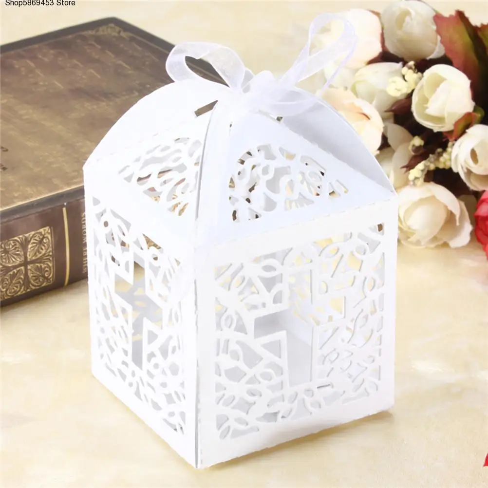 

10pc Cross Candy Boxes Angel Gift Box For Baby Shower Baptism Birthday First Communion Christening Party Favor Bag 5x5x8cm