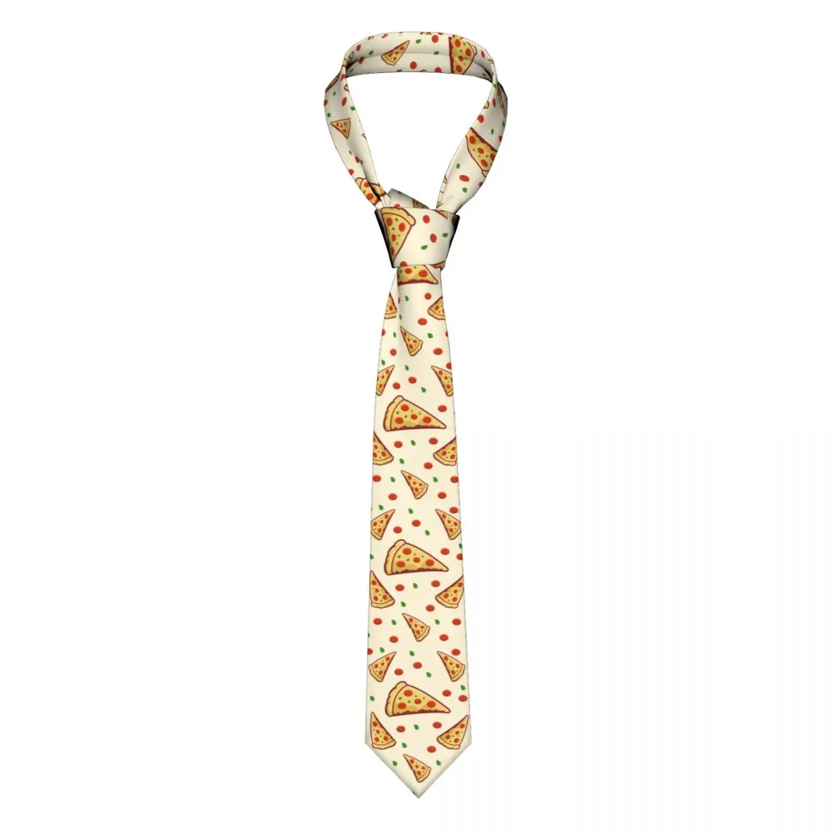 

Delicious Pizza Pattern Necktie Men Women Polyester 8 cm Tortilla Food Neck Tie for Mens Slim Narrow Daily Wear Cravat Office