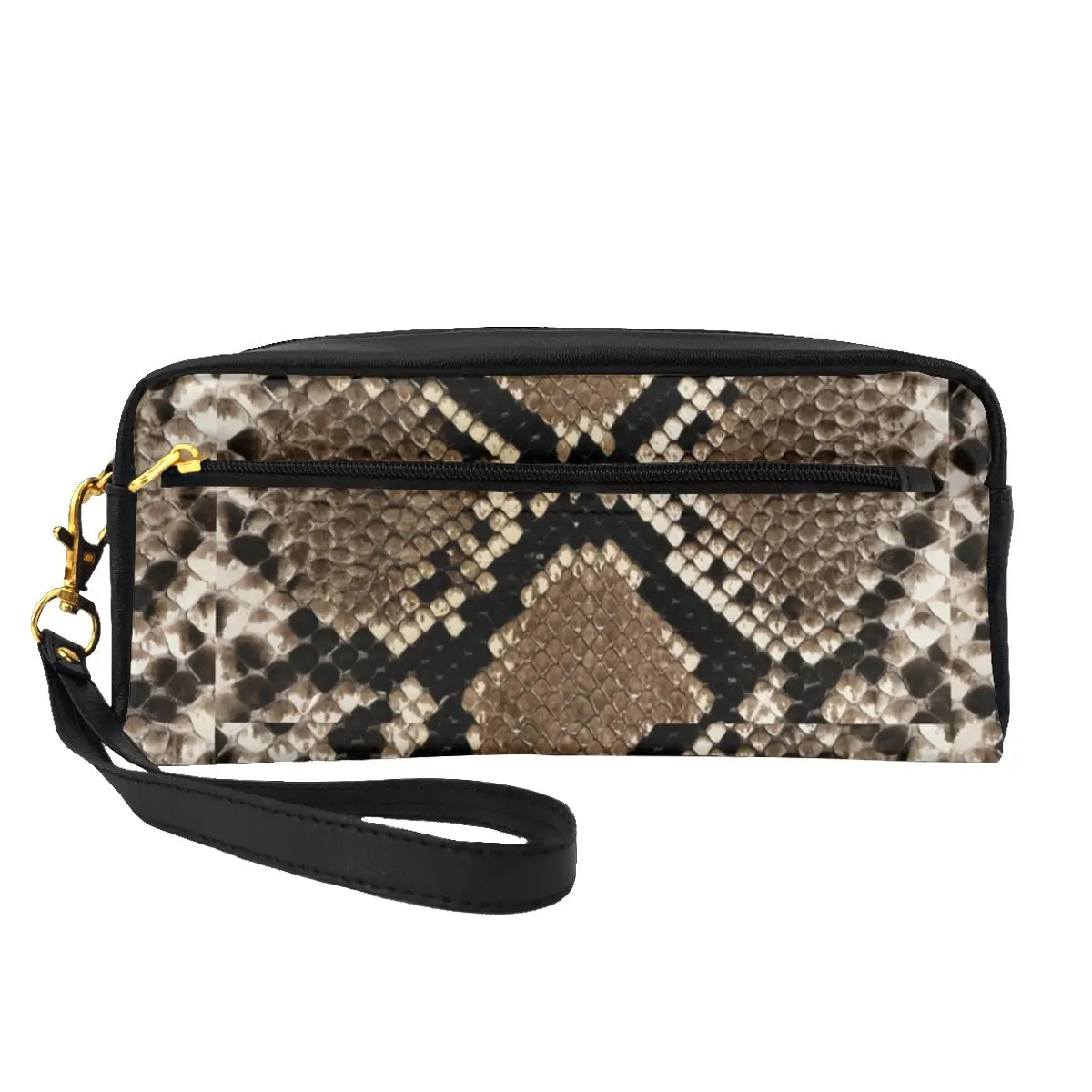 

Snake Snakeskin Pattern Leather Storage Organizers Classic Animal Allover Print Home Large Capacity Makeup Pouch Cosmetic Bags