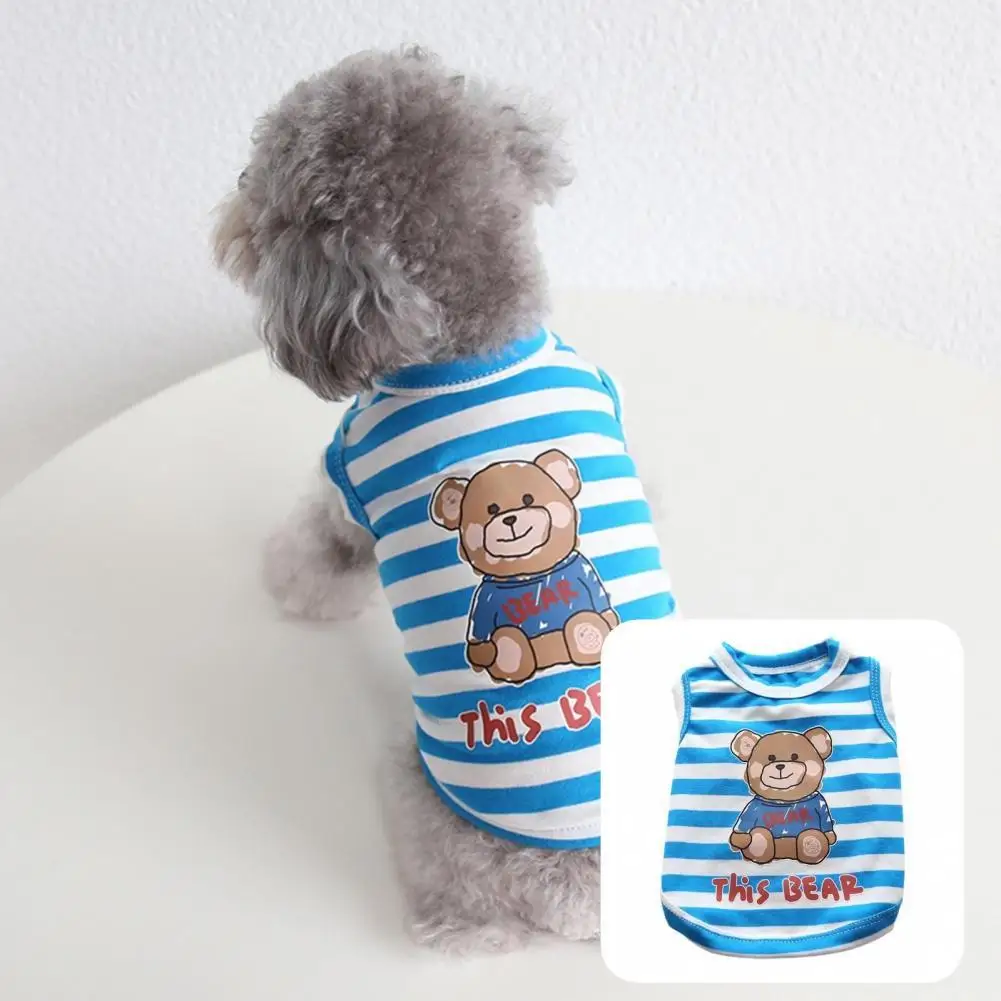 

Pet Clothes Lovely Small Dog Striped T Shirt Prevent Stuffiness Attractive Dog Shirt