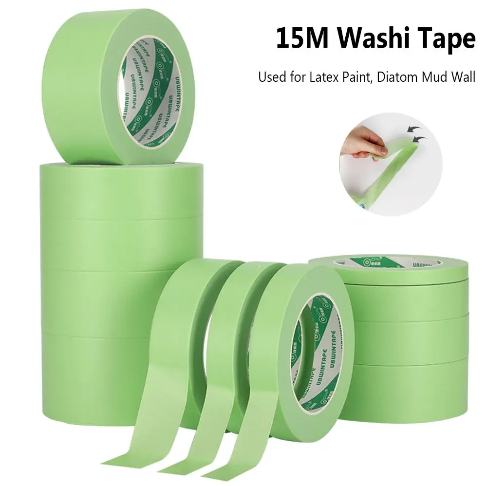 

15M Indoor Outdoor No Trace Adhesive Latex Paint Separation Washi Tape Weak Viscous Masking Tape