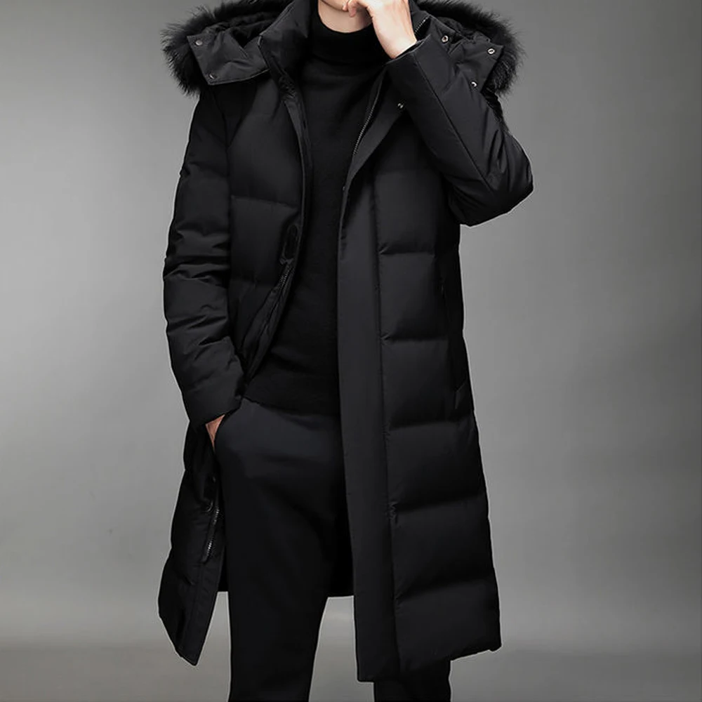 2022 New Men's Down Jacket Winter Thick Winter Length 90% Down Jacket Fur Hat Windproof Rainproof Winter Trench Coat 123 Coats