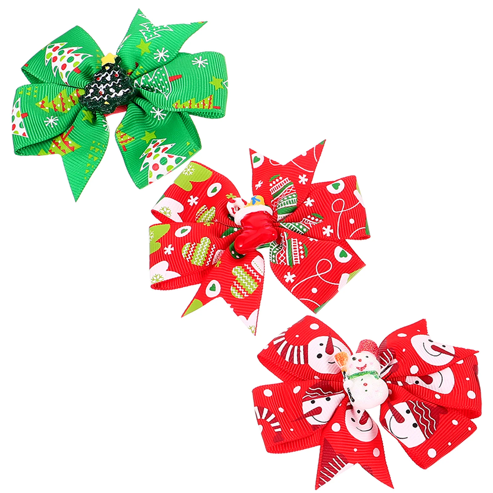 

3 Pcs Hair Toppers Dog Bows Puppy Small Dogs Girl Pets Grooming Hairpin Size Fabric Xmas Child