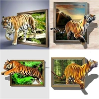 gatyztory 60x75cm diy painting by numbers with frame tiger handpainted oil painting acrylic paint on canvas gift adults crafts