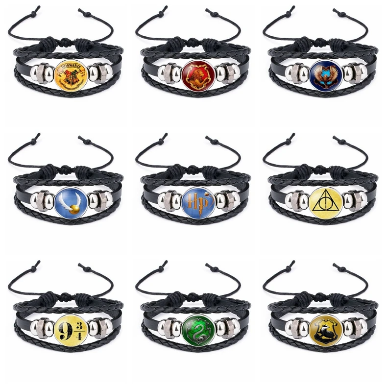 Модные ювелирные аксессуары, кожаный браслет Гарри Поттера, Волшебная Академия Хогвартса, значок, Ститч, браслеты со львом смерти
