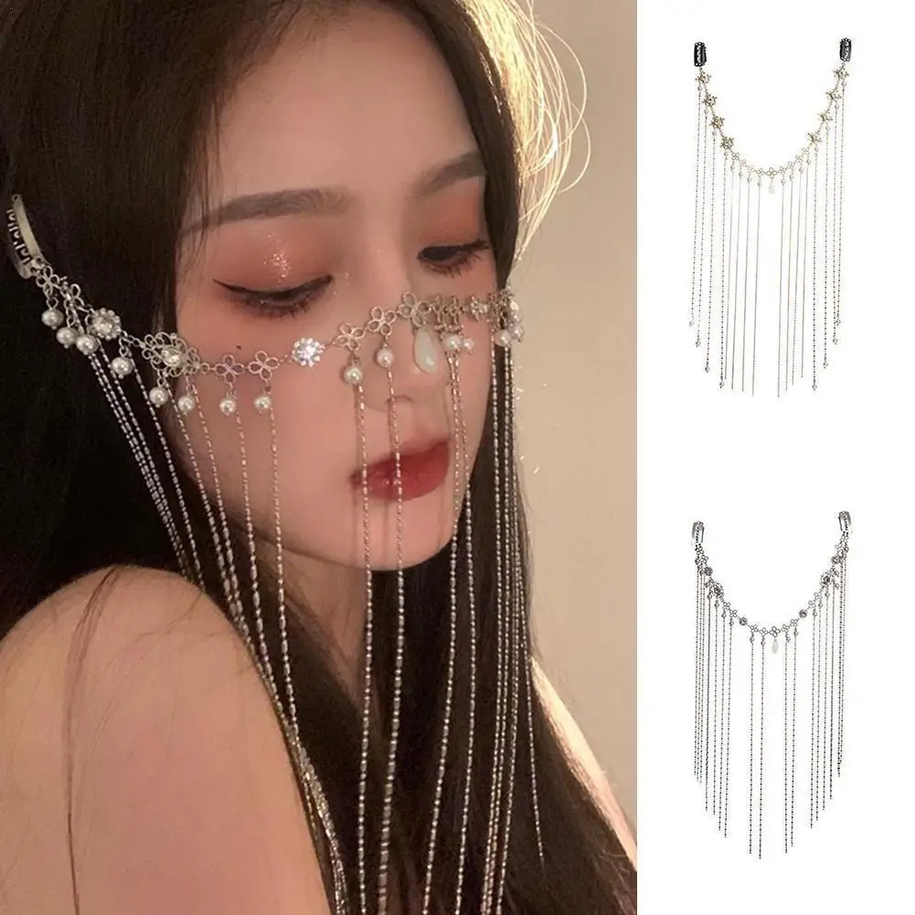 

Diamond-studded Drop Hair Trim Curtain Covering Face Veil Tassel Eyebrow Pendant Photo Props Hair Accessories Luxury Jewelry