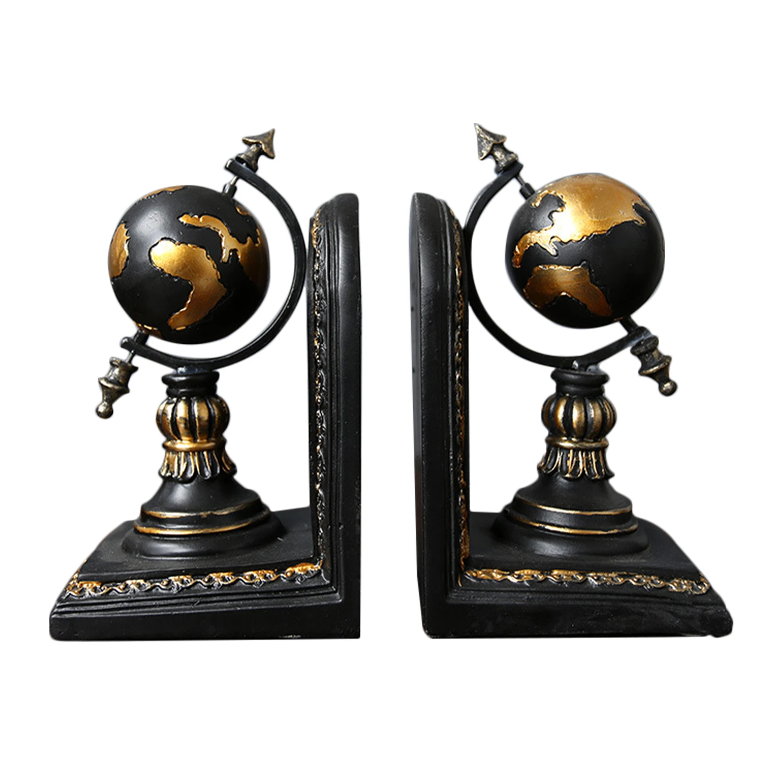 

1pair Decorative Bookends Home Cabinet Magazine Organizer For Shelves Desktop Rustic Globe Holder Gift Craft Support Accessories