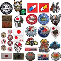 reflective japanese words tactical military patch samurai embroidered pvc rubber ir emblem combat japan embroidery badges