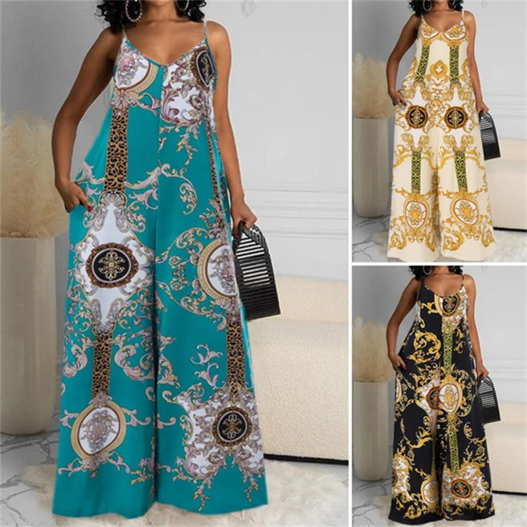 

Summer 2022 new casual printed backless sexy jumpsuit