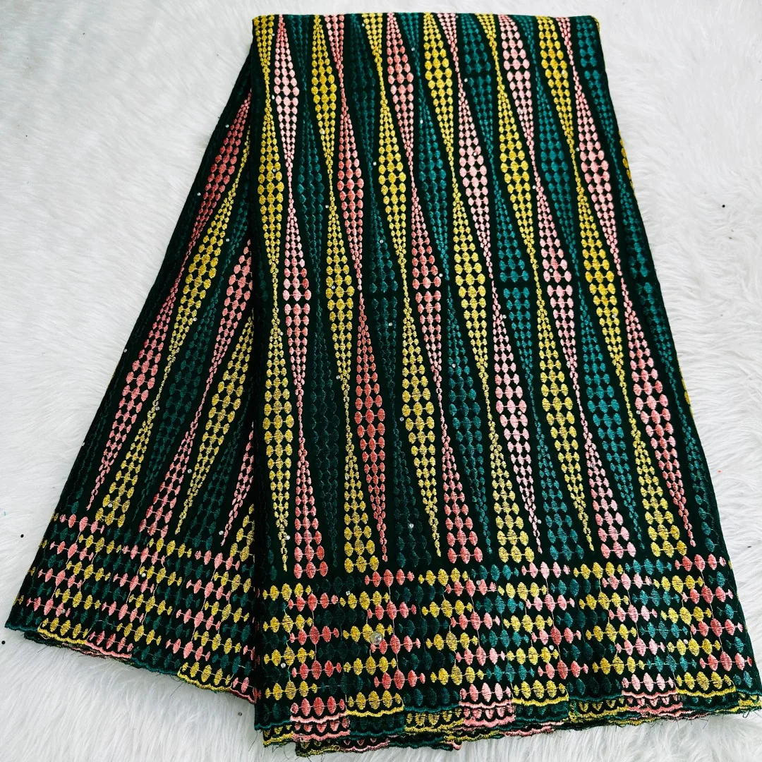 5 ярдов швейцарская ткань 2023 новейшая африканская вышивка бисером 100% хлопок