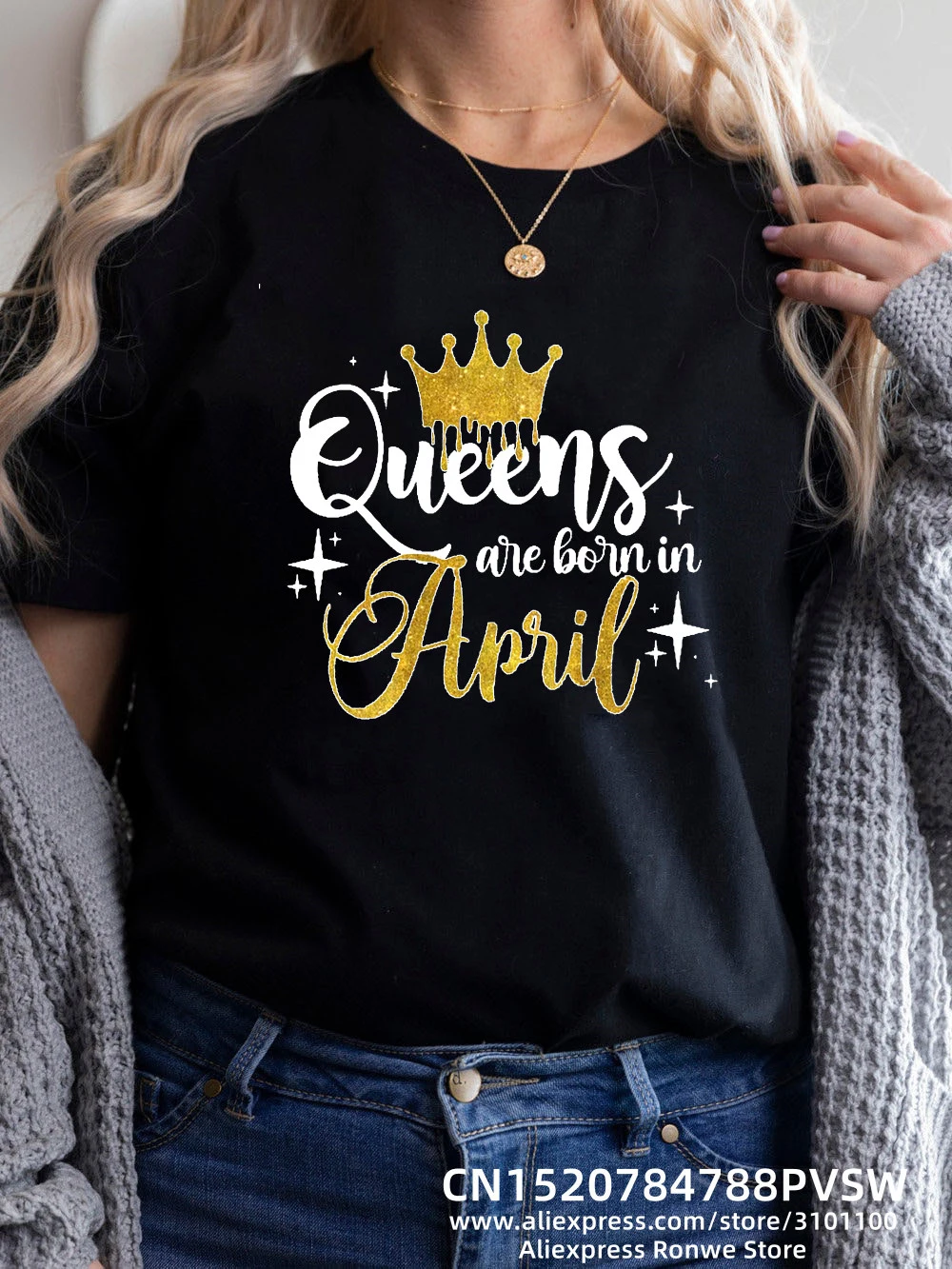 

Birthday Queens Are Born in January August December June July February Women Girl Y2K Print T-shirt LadyTees Tops