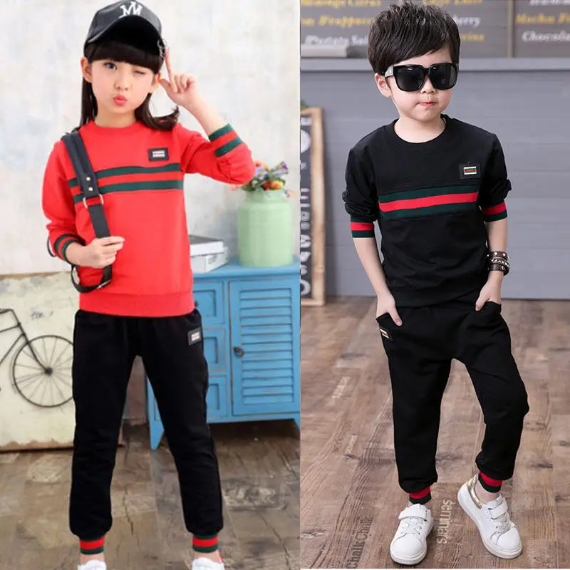 Children's Clothing 2022 Autumn New Cotton Korean Fashion Casual Two-piece Children Boy Striped Suit | Детская одежда и обувь